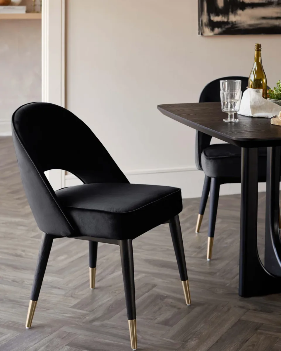 Clover black velvet dining chair - set of 2