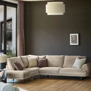Colette mink chenille left hand corner chaise sofa