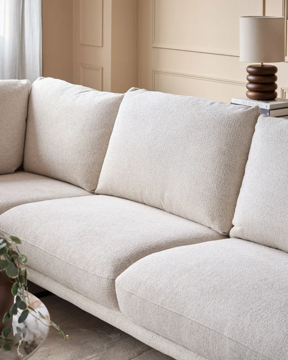 Colette natural fabric left hand corner chaise sofa - Image 3