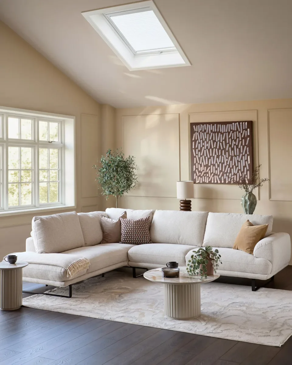 Colette natural fabric left hand corner chaise sofa - Image 2