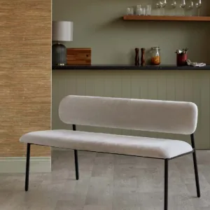 Cree cream chenille 3 seater dining bench