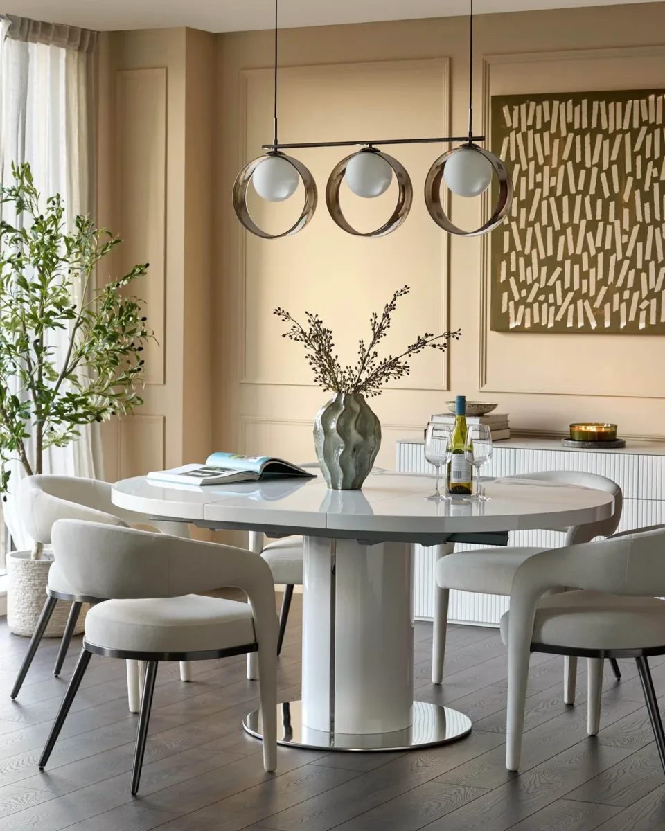 Curva White Gloss Round Extending 4 To 6 Seater Dining Table - Image 2