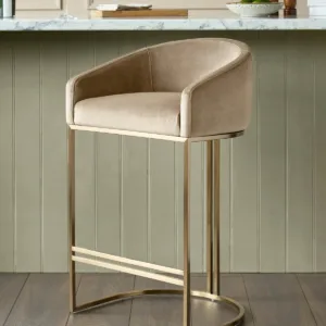 Dakota Champagne Velvet & Brass Bar stool