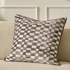 Damier chocolate large velvet cushion