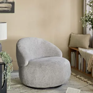 Daphne light grey weave swivel accent chair