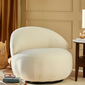 Daphne Ivory Boucle Swivel Accent Chair