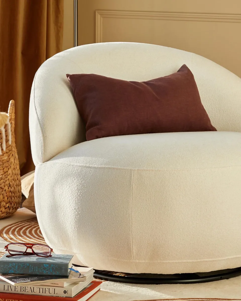 Daphne Ivory Boucle Swivel Accent Chair - Image 3