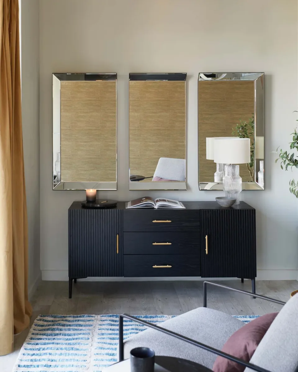 Giselle Large 3 Panel Wall Mirror Plain - Image 2