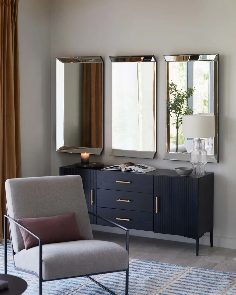Giselle Large 3 Panel Wall Mirror Plain