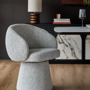 Darcy grey chenille swivel chair