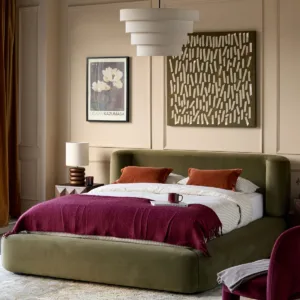 Darla olive green velvet super king ottoman storage bed