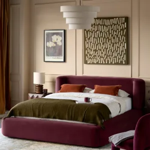 Darla plum velvet super king ottoman storage bed