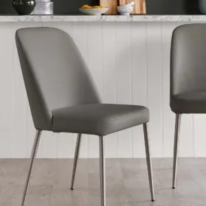Deco dark grey leather dining chair - set of 2