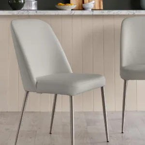 Deco light grey leather dining chair - set of 2