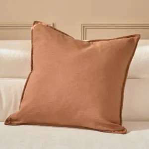 Delanie rust large linen mix cushion