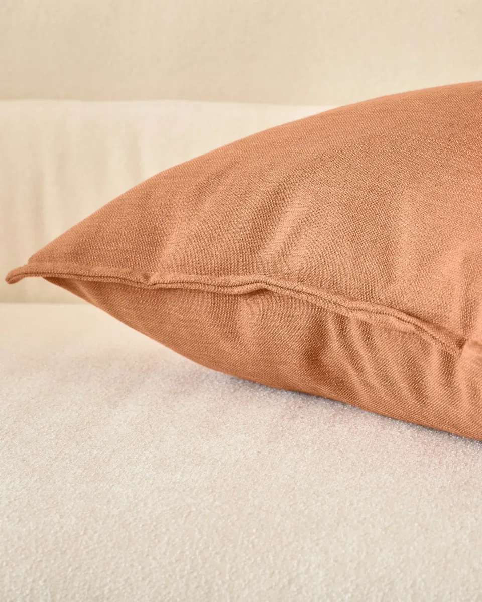Delanie rust large linen mix cushion - Image 4