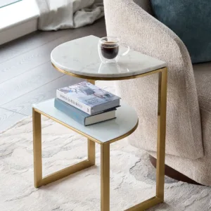 Demi white marble side table