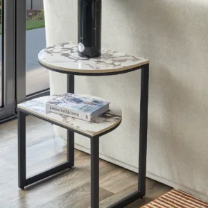 Demi white calacatta ceramic side table