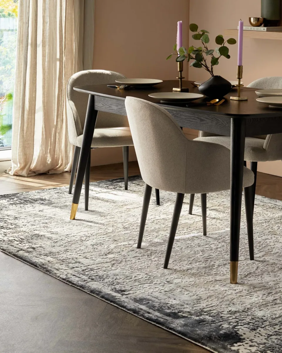 Distressed Border dark grey textured small rug - Image 2