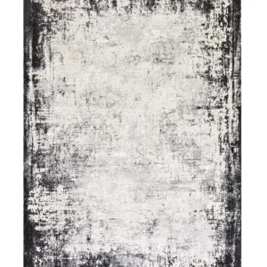 Distressed dark grey textured medium rug