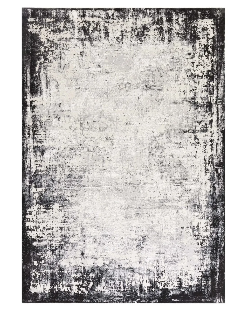 Distressed dark grey textured large rug
