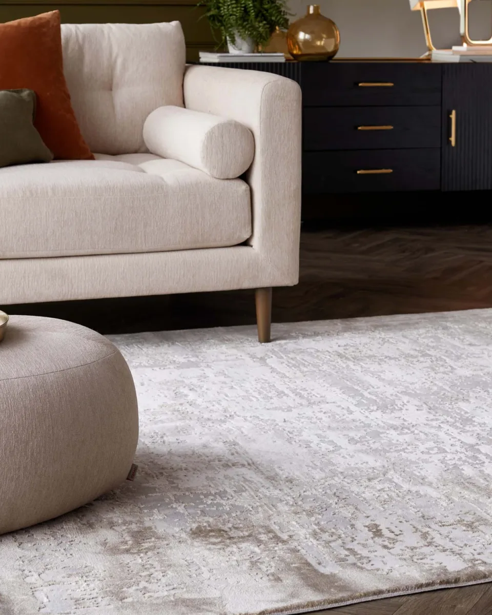 Distressed Border natural textured small rug - Image 2