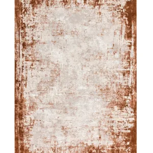 Distressed Border rust textured small rug