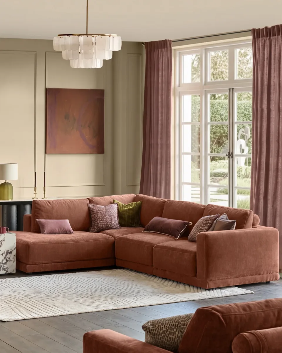 Eden apricot chenille sofa module - Image 4