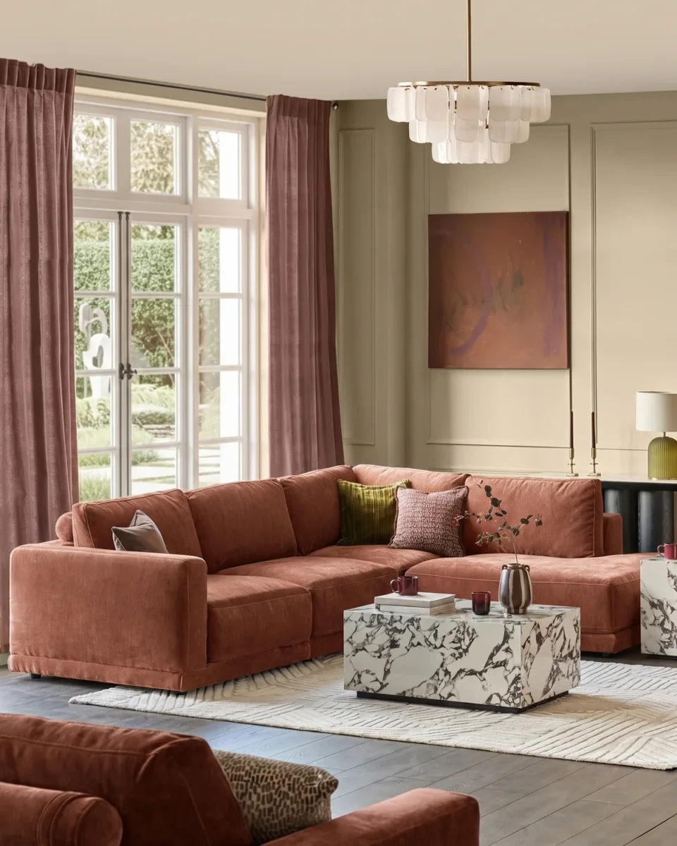 Eden apricot chenille sofa module - Image 2