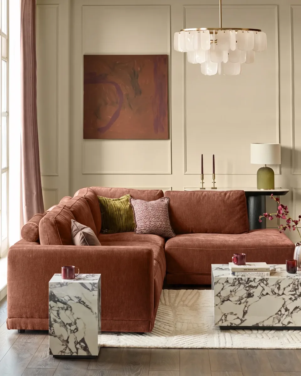 Eden apricot chenille sofa module - Image 3
