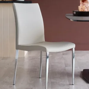Elise light grey faux leather and chrome dining chair - set of 2