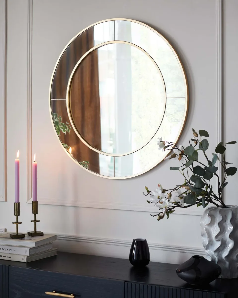 Elton Medium Round Wall Mirror Gold