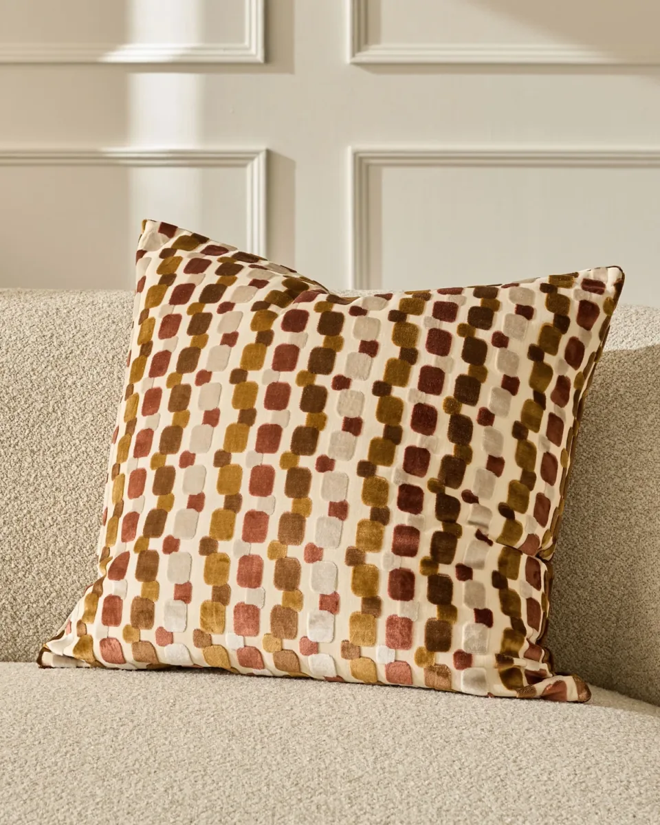 Elton rust large velvet cushion