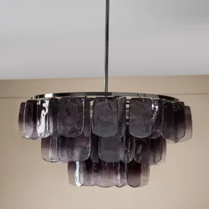 Estelle ombre smoked glass black steel chandelier light