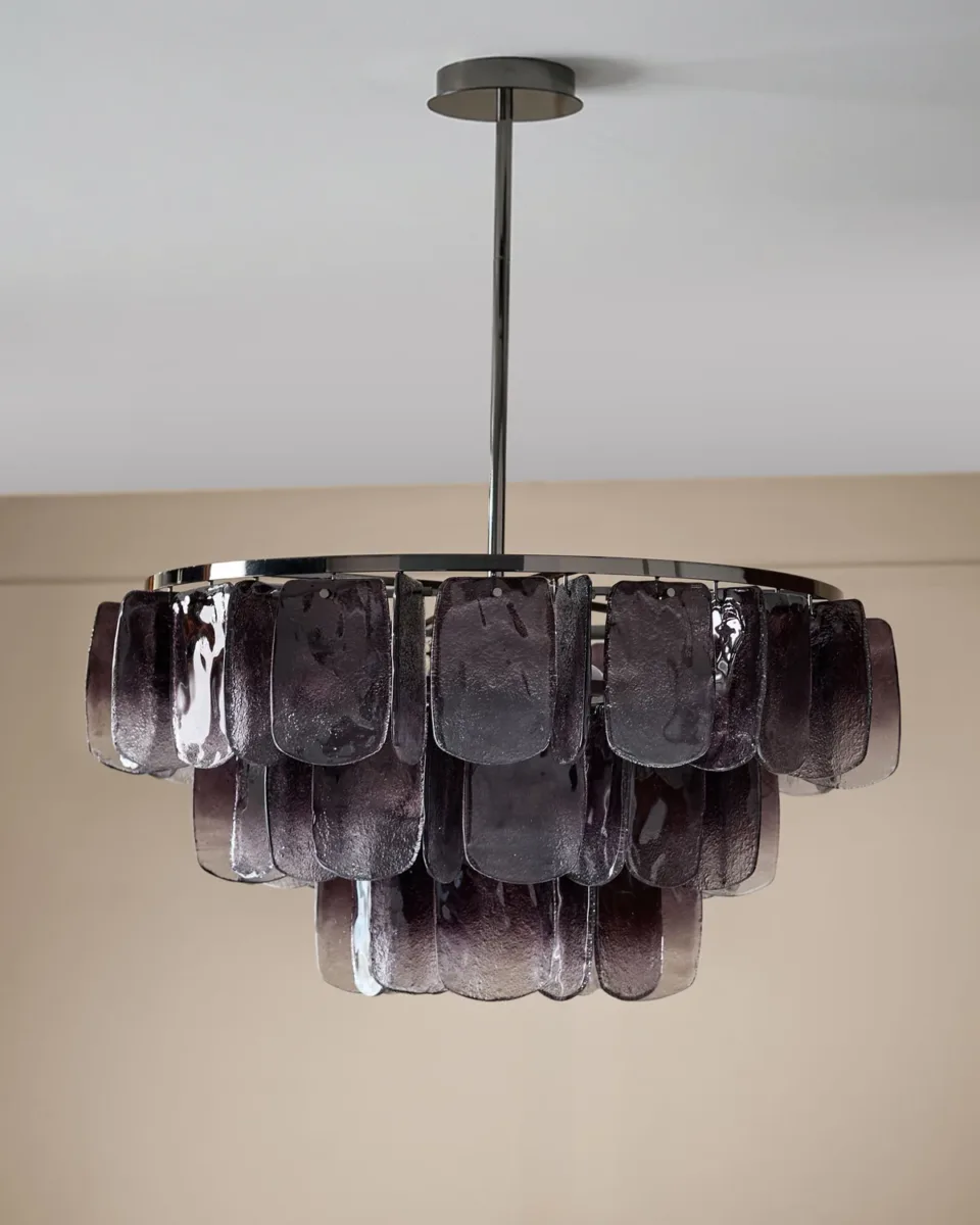 Estelle ombre smoked glass black steel chandelier light