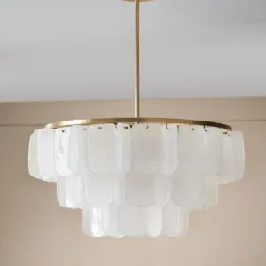 Estelle white glass brushed bronze chandelier light