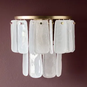 Estelle white glass wall light