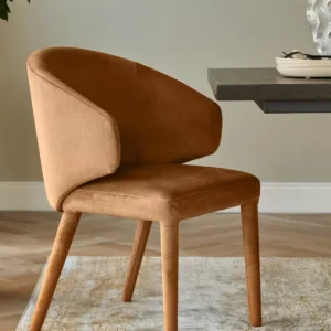 Ethan caramel plush fabric dining chair
