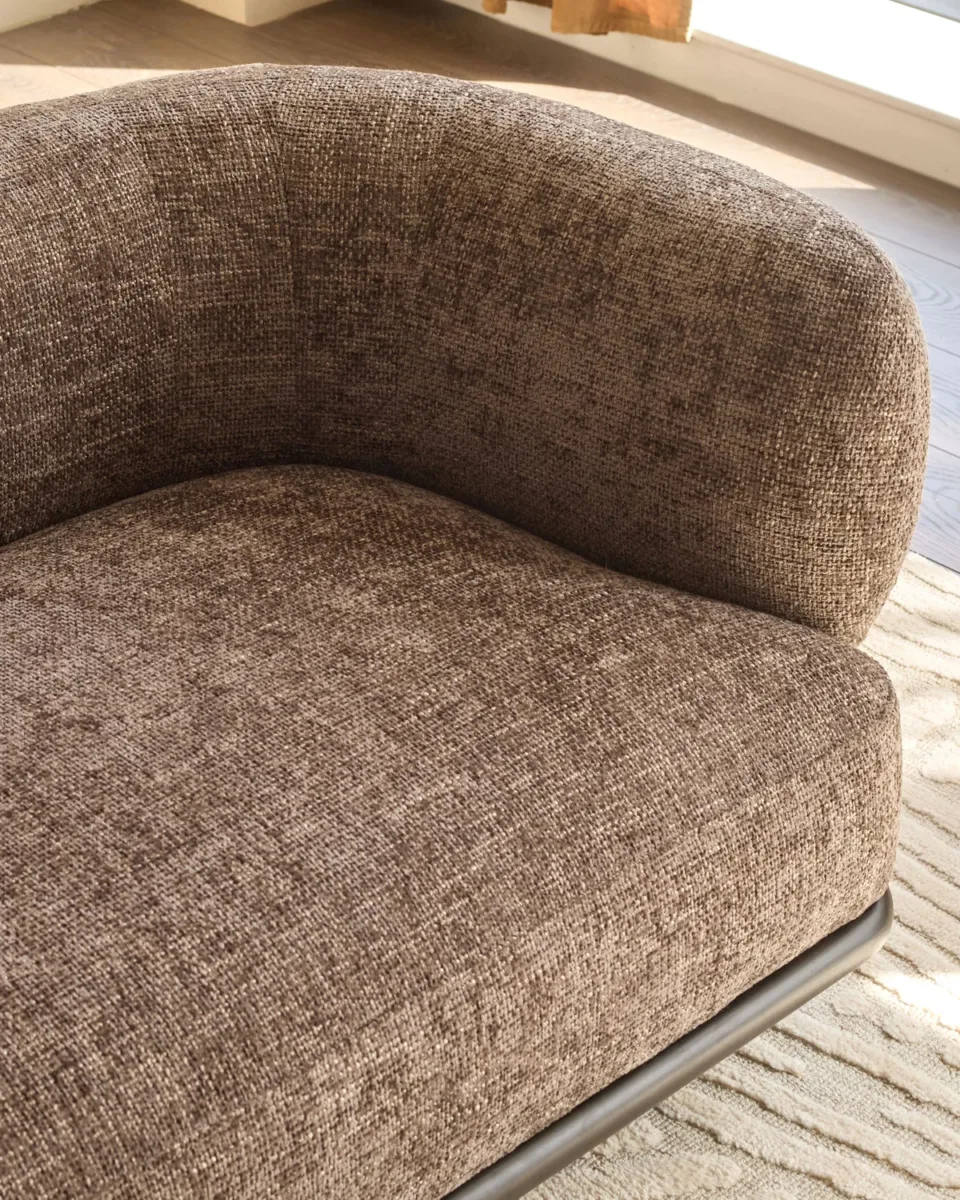 Florence mocha fabric with dark wood right hand facing small corner sofa - Image 3