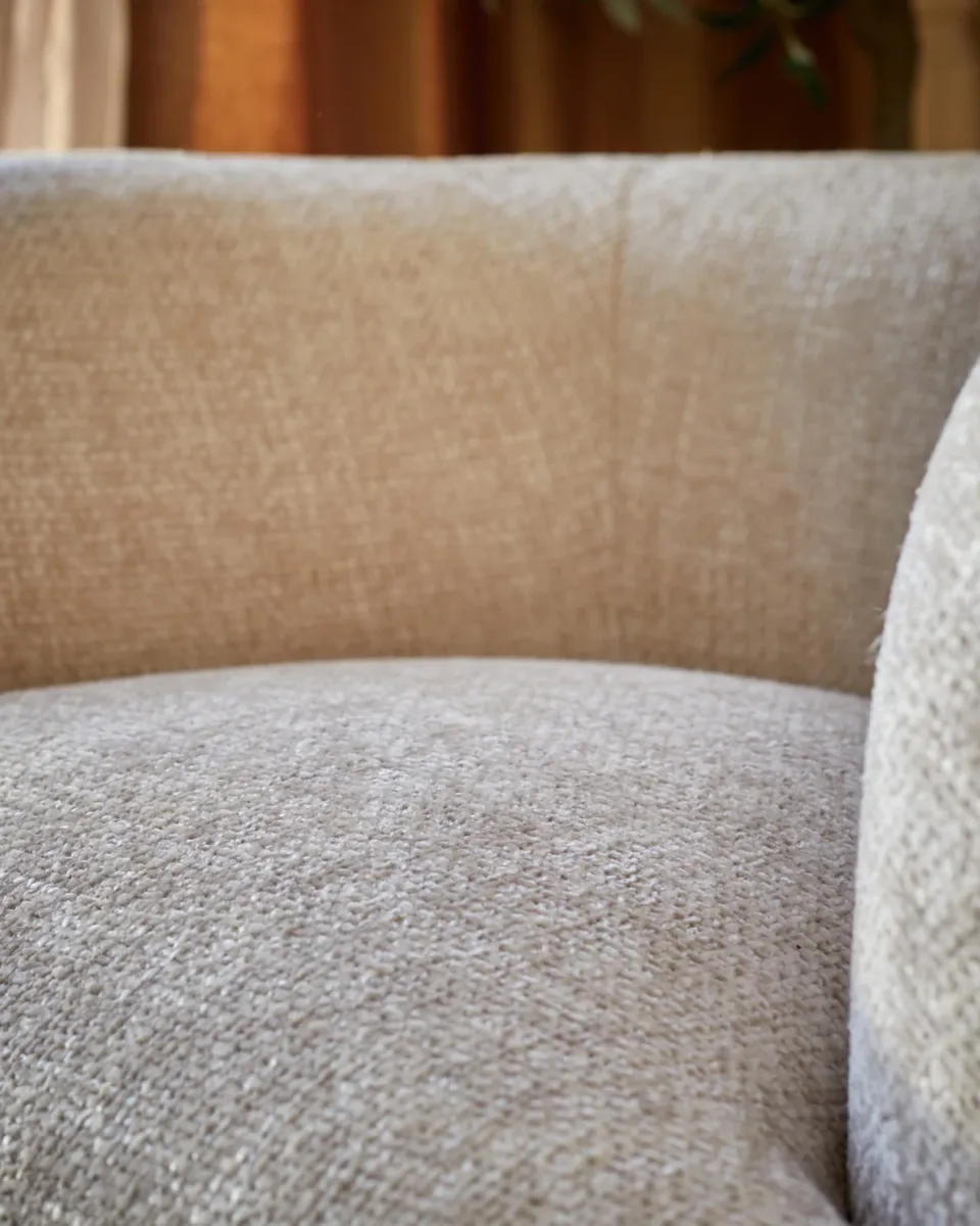 Florence natural fabric with dark wood armchair - Image 3