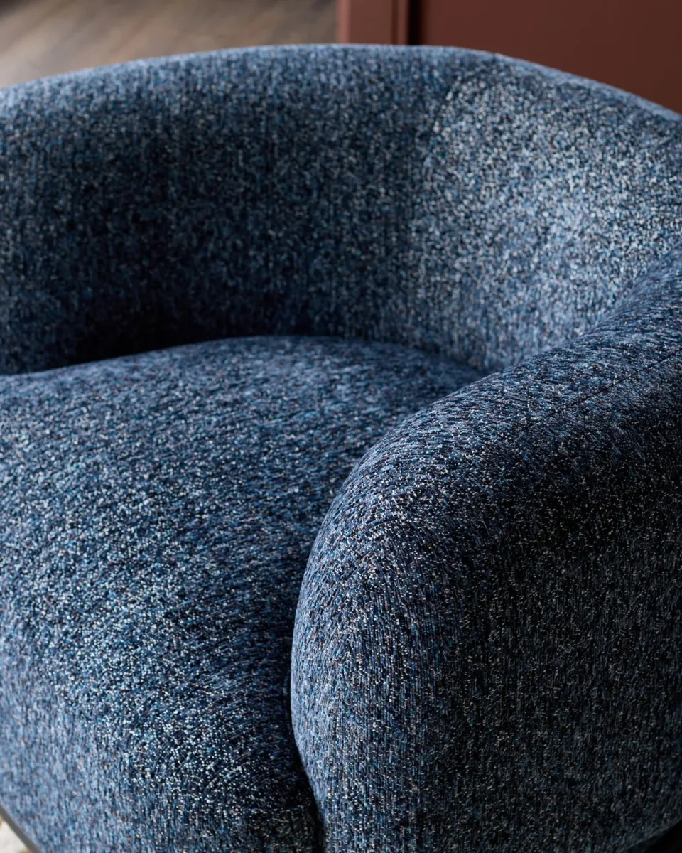 Florence navy mosaic chenille armchair - Image 4