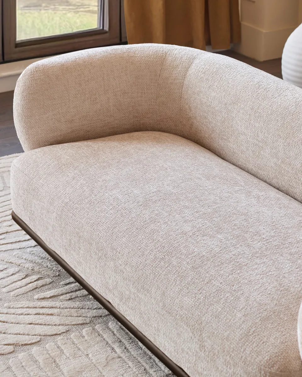 Florence natural fabric with dark wood right hand facing small corner sofa - Image 2