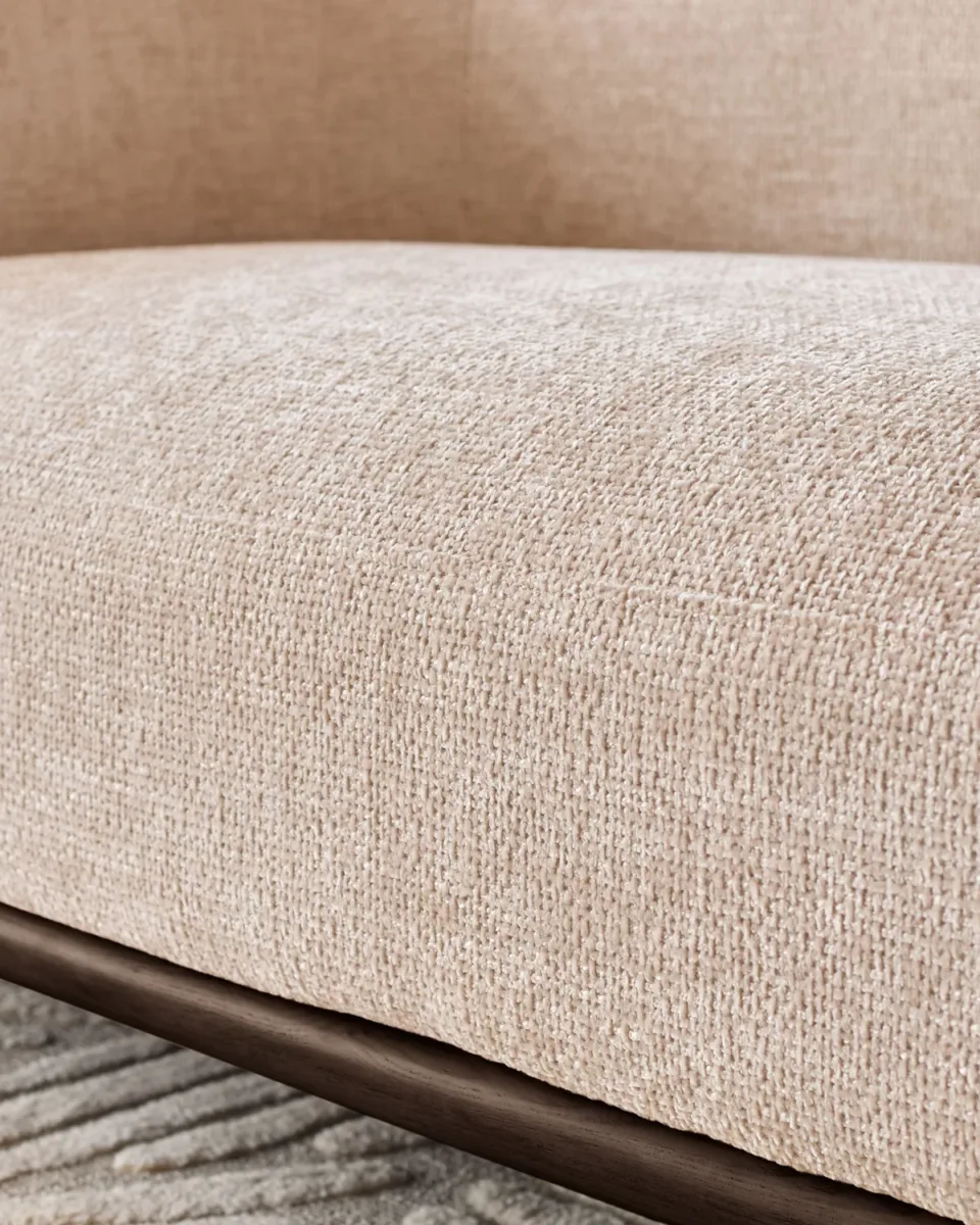 Florence natural fabric with dark wood left hand facing small corner sofa - Image 4
