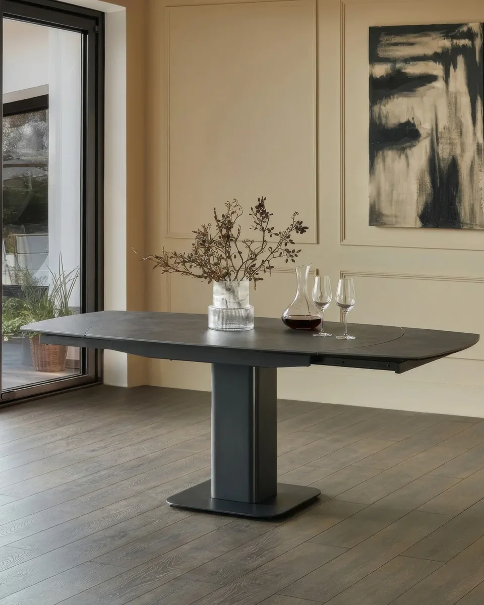 Fraser dark grey ceramic 4-6 extending dining table