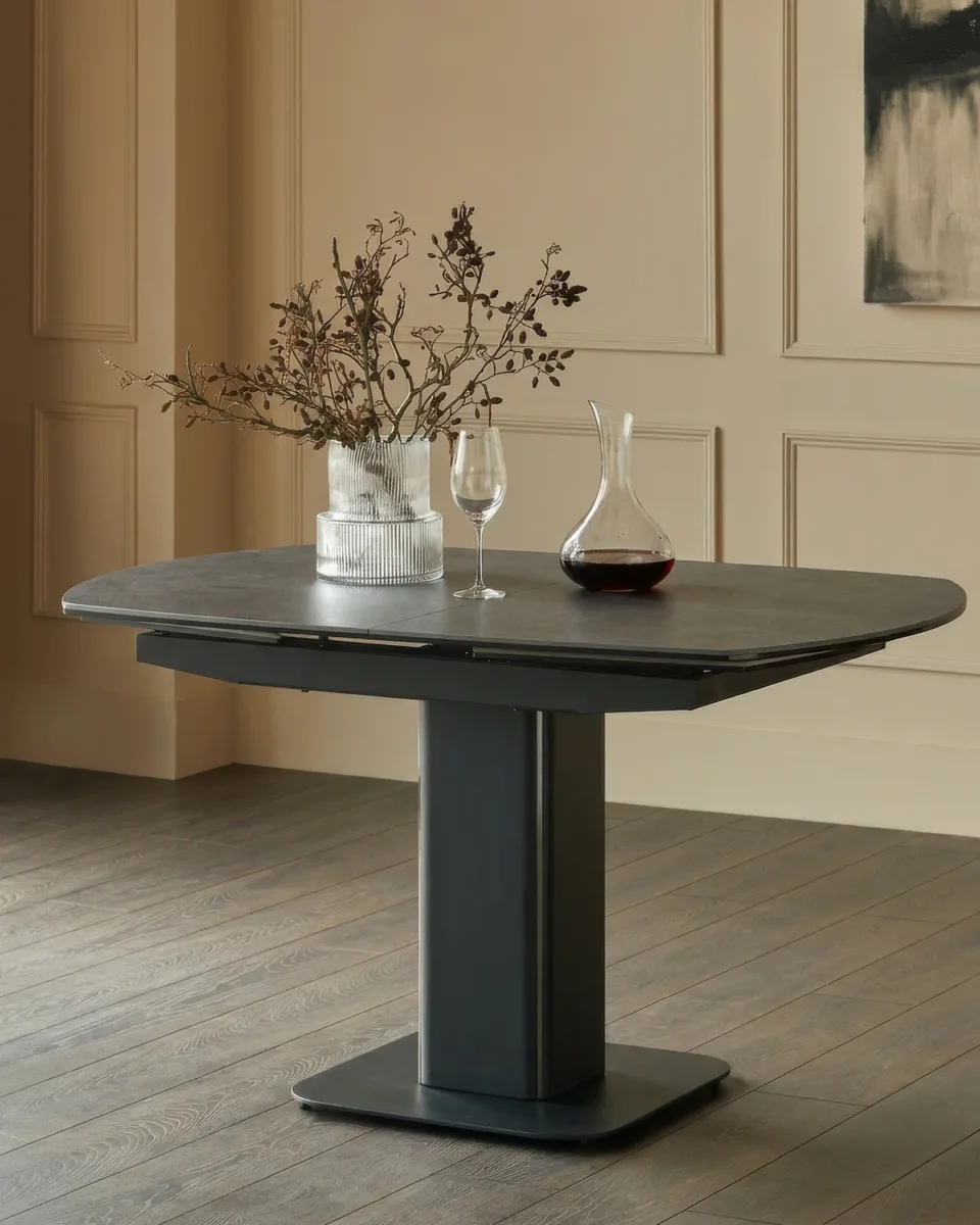 Fraser dark grey ceramic 4-6 extending dining table - Image 2