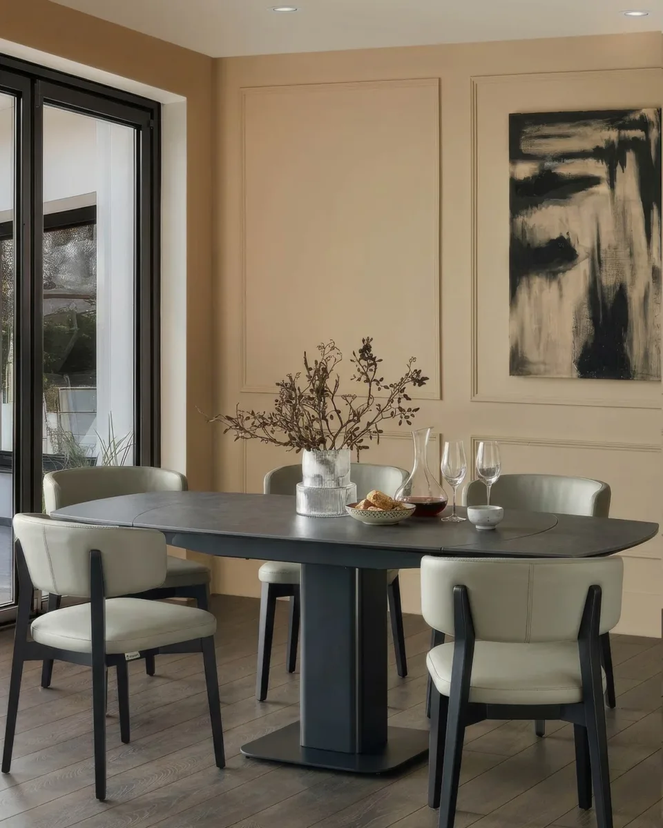 Fraser dark grey ceramic 4-6 extending dining table - Image 3