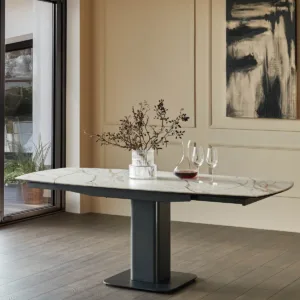 Fraser natural ceramic extending 4-6 seater dining table