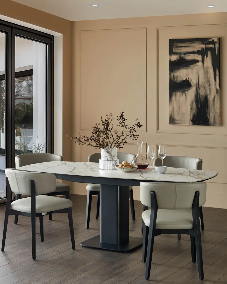 Fraser natural ceramic extending 4-6 seater dining table - Image 3
