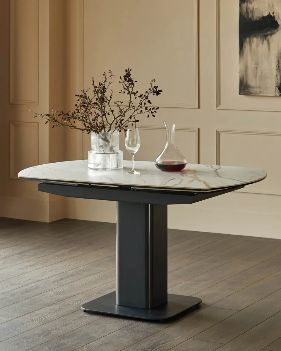 Fraser natural ceramic extending 4-6 seater dining table - Image 2