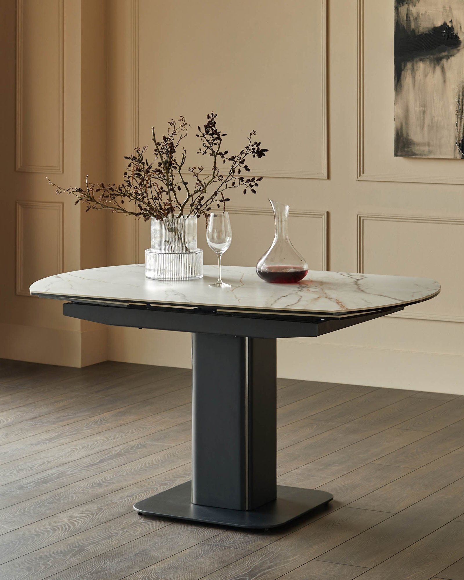 Fraser natural ceramic extending 4-6 seater dining table - Image 2